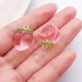 Cute pink peach resin charms diy pendant, lovely fruit jewelry making accessories set. - Resin Fruit Peach (19702) / 1-Piece Pack (21x17mm) / Pink