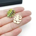 DIY Enamel Alloy Monstera Leaf Pendant Charm for Bag Keychain Jewelry Accessories - Enamel Printed Monstera Leaf (28377) / 1 Piece (20x17mm) / Yellow-Green