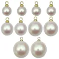 White pearl pendants with golden loops, various sizes for DIY jewelry making charms. - 10 Pieces/Pack (Cherry Pink Round Beads) / Sakura Pink