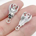 Vintage silver bat charm connector for DIY jewelry making bracelets necklaces 2pcs. - Halloween Bat Double Loop Connector (16945)