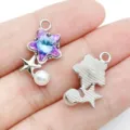 DIY purple crystal star pendant alloy charm for handmade earrings and necklace accessories - White K Purple Glass Pearl Star (28427)