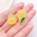 Cute 3D resin pear charms pendants for DIY jewelry making necklaces bracelets keychains 2pcs - Resin Fruit Pear (19703) / 1 Piece/Pack (24x15mm) / Yellow