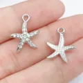 Colgantes de estrella de mar plateados con diamantes de imitación accesorios de joyería DIY - Plateado Estrella de Mar Strass (27102) / 1 Pieza (16x14mm)