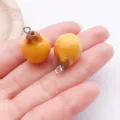 Mini simulated resin pear pendant charm for DIY jewelry necklace bracelet making accessories. - Resin Fruit 3D Pear (27844) / 1 Piece (22x15x15mm) / Yellow