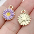 Gold metal enamel daisy flower charms pendant for DIY jewelry making earrings necklace - Enamel Daisy (28601)