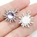 DIY purple crystal sun metal pendant charm for handmade jewelry accessories and crafts. - White K Purple Glass Sunflower (28428)
