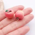 Mini resin apple charm pendant DIY jewelry accessory in pink and red color for handmade crafts - Resin Fruit 3D Apple (27846) / 1 Piece (17x15x15mm) / Pink