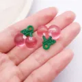 Resin cherry pendant diy handmade jewelry accessory pink fruit cute craft mini charm parts - Acrylic Plastic Cherry (22161) / 1 Piece (21x19mm) / Pink