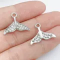 Hermoso colgante de cola de pez con estrás plateado abalorio DIY para collar y pulseras y joyas - Plateado Cola de Sirena Strass (27112) / 1 Pieza (19x15mm)