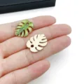 Monstera leaf charms alloy pendants green gold DIY jewelry accessories bag keychain decor - Enamel Printed Monstera Leaf (28381) / 1 Piece (20x17mm) / Light Green