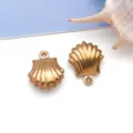Pendeloques coquillage en métal doré accessoires bijoux DIY pour boucles collier bracelet - Style Coquille Saint-Jacques (T1962) / 1 Pièce (Petit Creux 11x14x5mm Trou 1mm) / Or