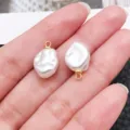Baroque irregular white pearl pendant DIY jewelry accessory charm for necklace earrings - Stone Shape (28642) / 1 Piece/Pack (16x10x6mm) / White