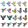 Colorful enamel hummingbird alloy charms DIY jewelry pendants bracelets earrings craft findings - Hummingbird Pigeon Series (SN1780) / 20 Pieces Set / Multicolor