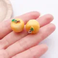 Mini resin apple charms for DIY jewelry making, cute fruit pendant accessories for bracelet. - Resin Fruit 3D Apple (27848) / 1 Piece (17x15x16mm) / Yellow