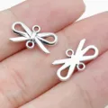 Silver Bow Charm Connector DIY Jewelry Finding Bracelet Necklace Pendant Handcraft Accessory - Double-Loop Bow Connector