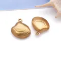 Pendentifs coquillage en acier inoxydable doré, breloques coquillage métal pour bijoux DIY - Style Coquillage (T1963) / 1 Pièce (Creux 13x15x4mm Trou 1mm) / Or