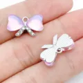DIY alloy heart bowknot pendant purple crystal jewelry accessories charms for necklace - White Gold Plated Purple Glass Aurora Heart Bow