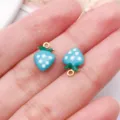 Blue enamel strawberry charms, gold plated stainless steel DIY jewelry making pendants. - Double-Sided Enamel Strawberry (T3542) / 1 Piece/Pack (12x8x3.5mm) / Lake Blue