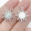 Silver sun charms metal pendants white stone DIY handmade jewelry accessories bracelets necklaces - Sun Flower Style (28444) / 1 Piece (21x18x4mm) / Silver
