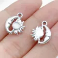 Silver sun and moon charms pendants DIY handmade jewelry accessories for necklace bracelets - Moon and Sun Style (28445) / 1 Piece Pack (15x12x4mm) / Silver