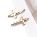 Ciondoli Croce Zircone Oro 18K Placcato DIY Gioielli Collana Orecchino Accessori Parti - 1 Pezzo (20x9x3.1mm Foro 1.2mm)