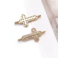 Ciondolo croce placcato oro zircone connettore fai da te creazione gioielli collana - 1 Pezzo (21x10x3.2mm Foro 1.2mm)