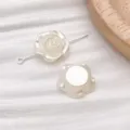White pearl imitation rose flower DIY charm beads for handmade bracelet jewelry making accessories - 1 Piece (16x16mm)