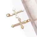 Ciondolo croce zircone placcato oro 18k accessori per gioielli fai da te collana orecchini - 1 Pezzo (28x17x1.5mm)