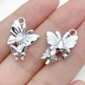 Silver butterfly charm pendant with crystal rhinestones for DIY jewelry making 1pc - UV Glass Butterfly Style (28452) / 1 Piece (22x15x4mm) / Silver