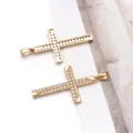 Ciondolo a croce placcato oro 18k con zirconi micro incastonati DIY collana orecchini - 1 Pezzo (36x18x2.5mm)