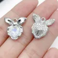 Phantom Bow Peach Heart Style (28453) / 1 Piece (19x19x4.5mm) / Silver