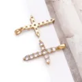 Ciondolo Croce Placcato Oro 18K Zircone Micro Pavé Accessori Per Gioielli Fai Da Te - 1 Pezzo (31x18x3mm)