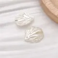 White imitation pearl shell leaf DIY beads loose charms for handmade bracelets and earrings - 1 Piece (20x17mm)