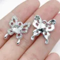 Silver zircon butterfly DIY charm pendant for handmade jewelry making, bracelet necklace accessories. - UV Dotted Rhinestone Hollow Butterfly Style (28460) / 1 Piece (20x17x6mm) / Silver