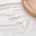 ABS imitation pearl white butterfly charms DIY handmade bracelet earring accessories - 1 Piece (22x30mm)