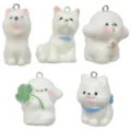 Flocked resin cute 3D puppy dog keychains DIY pendants phone strap bag accessories - Mixed 5 3D Dog Styles / 5 Pieces/Pack