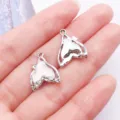 Zilverkleurige legering visstaart hanger charms met strass steentjes voor DIY sieraden maken. - Wit K-Wit