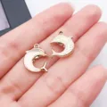 Dolphin metal charm pendant detail shot for handmade DIY earrings, necklaces, and bracelets. - White Ocean Iridescent Dolphin (28144)