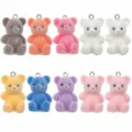 Flocked resin bear charms colorful cute animal pendants DIY keychain bag accessories. - 8 Styles Mixed 10 Flocked Bears (SN1736) / 10 Pieces/Pack
