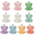 Cute Flocked Resin Elephant Charms Multi-color DIY Bag Pendant Jewelry Accessory - 8 Styles Mixed 10 Flocked Elephants (SN1734) / 10 Pieces/Pack