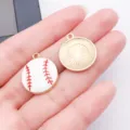 DIY Ciondolo Lega Baseball Smalto Goccia Olio Ciondolo Portachiavi Gioielli Artigianali - Baseball Bianco Piccolo (19633)