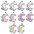 Legering UV Hars Strass Halve Maan Hanger Bedels DIY Halsketting Oorring Sieraden Maken - Puntboor Maan Serie (SN1804)