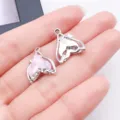 DIY Whale Tail Pendant Resin Rhinestone Charm for Necklace Bracelet Earring Jewelry Making - 1 Piece (17x14x4mm) / Dark Pink Fuchsia Rhinestone Fish Tail (28119)