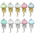 Colorful resin jellyfish charms DIY jewelry pendants with gold and silver tone alloy bases. - Ocean Jellyfish Series Mixed (SN1801)
