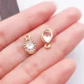 Ciondolo a goccia in lega dorata fai da te con pietra trasparente per collana e orecchini - Forma a Goccia (27791) / 1 Pezzo/Confezione (12.5x7x5mm) / Oro
