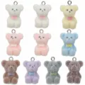 Cute colorful flocked bear charms with metal loops for DIY jewelry, bag pendants, and keychains. - 8 Styles Mixed 10 Flocked Bears (SN1739)
