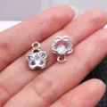 Ciondolo charm fiore di prugno in lega fai-da-te con pietra di cristallo trasparente per gioielli - Forma a Fiore (27788)