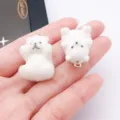 Resin flocked white bear charm DIY jewelry pendant keychain bag hanging accessories cute toy - Polar Bear (27487)