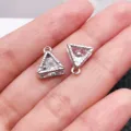Ciondolo charm triangolare in lega argentata zirconia cubica per gioielli fai da te - Forma Triangolare (27789)