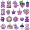 Ciondoli charm fai da te in resina viola assortiti simpatico animale frutta forma di stella - Misto / Set da 20 Pezzi / Viola